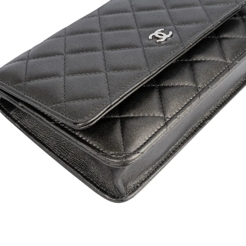 Chanel Quilted Metallic Lambskin Leather Wallet On Chain Crossbody Bag