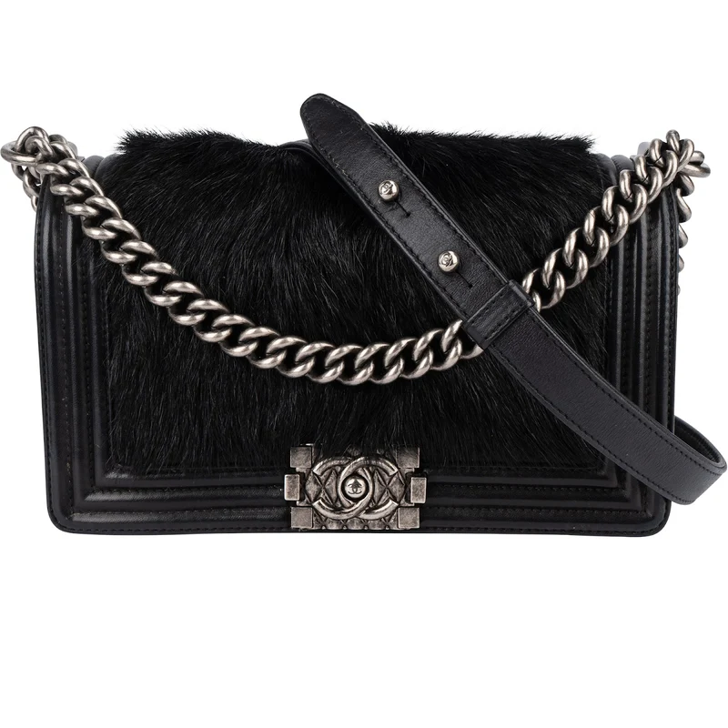 Chanel Goat Hair Medium Boy Single Flap Crossbody Bag