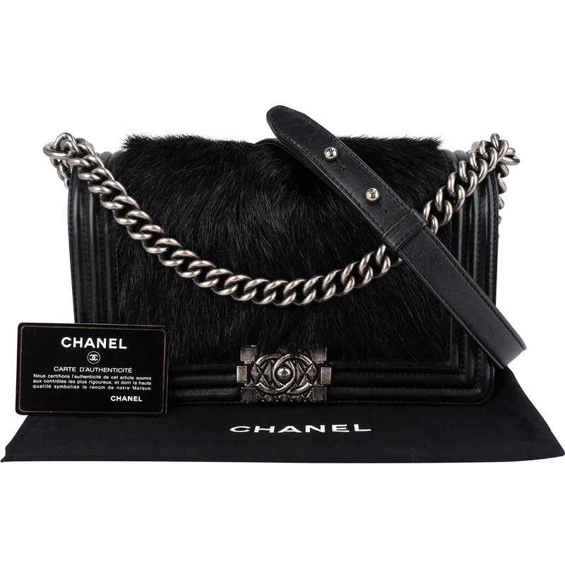 Chanel Goat Hair Medium Boy Single Flap Crossbody Bag
