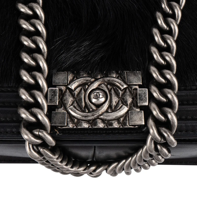 Chanel Goat Hair Medium Boy Single Flap Crossbody Bag
