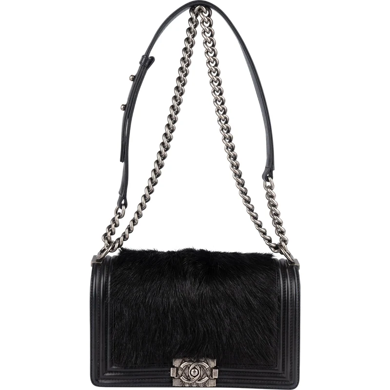 Chanel Goat Hair Medium Boy Single Flap Crossbody Bag