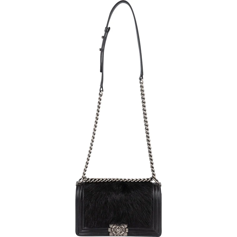 Chanel Goat Hair Medium Boy Single Flap Crossbody Bag