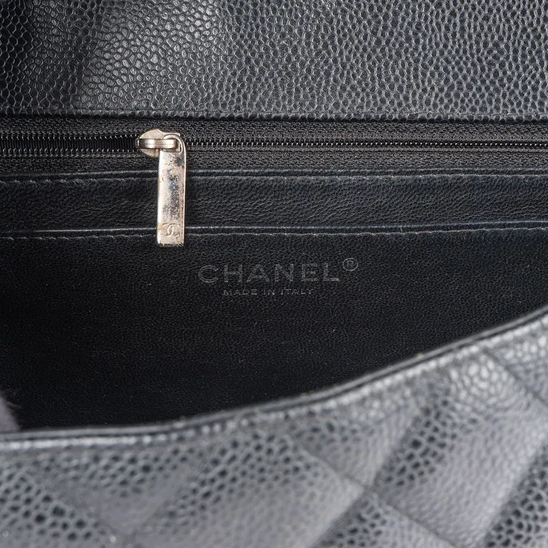 Chanel Quilted Caviar Leather Palladium Maxi Single Flap Crossbody Bag