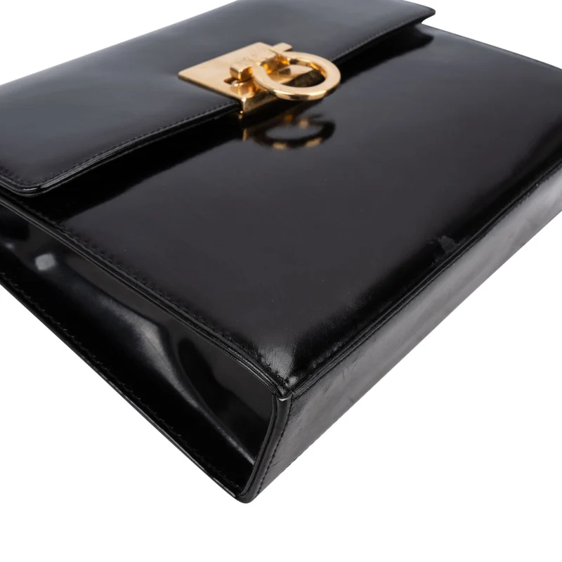 Salvatore Ferragamo Patent Leather Gancini Flap Crossbody Bag