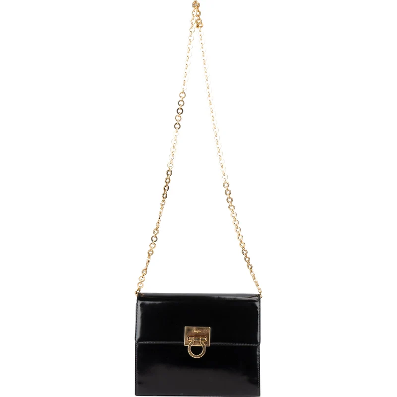 Salvatore Ferragamo Patent Leather Gancini Flap Crossbody Bag