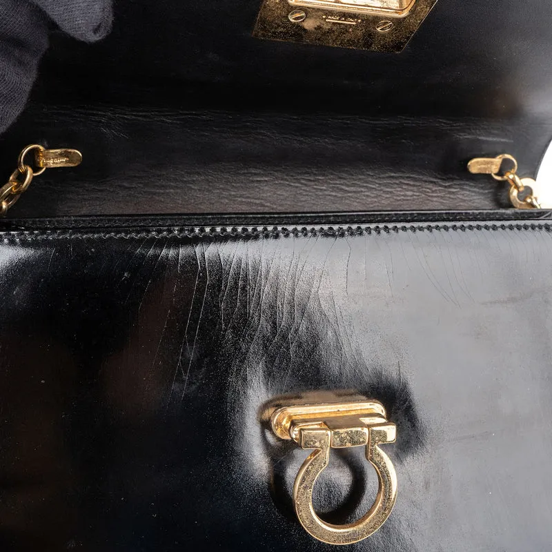 Salvatore Ferragamo Patent Leather Gancini Flap Crossbody Bag