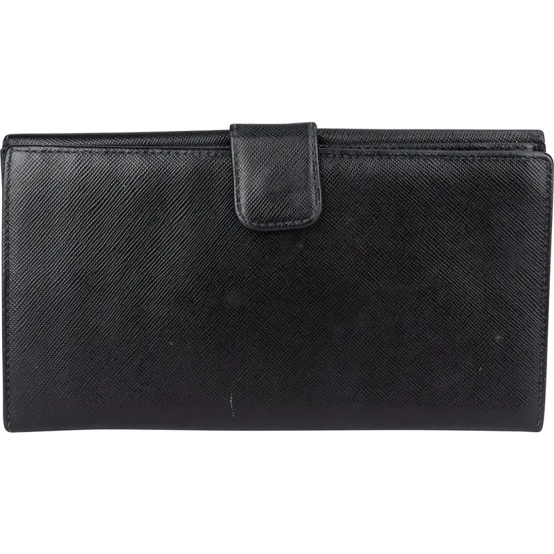 Prada Saffiano Leather Triangel Continental Wallet