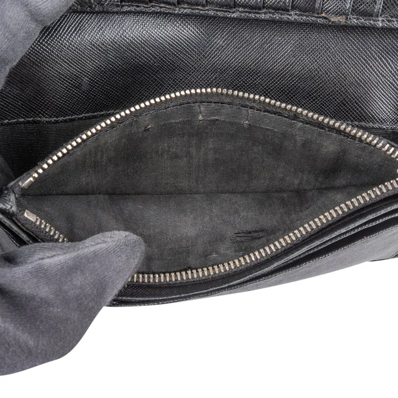Prada Saffiano Leather Triangel Continental Wallet