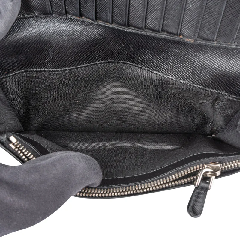 Prada Saffiano Leather Triangel Continental Wallet