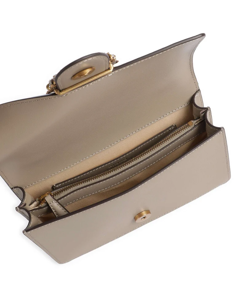 Pinko Love One Mini New Buckle Umhängetasche grigio talpa/antique gold