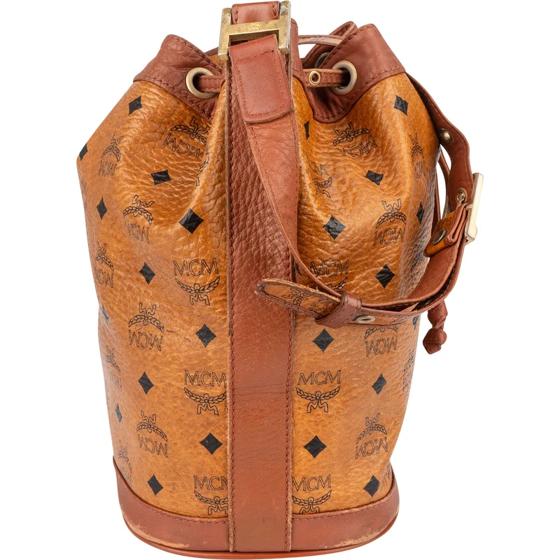 MCM Monogram Visetos Drawstring Bucket Crossbody Bag