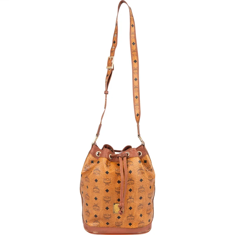 MCM Monogram Visetos Drawstring Bucket Crossbody Bag