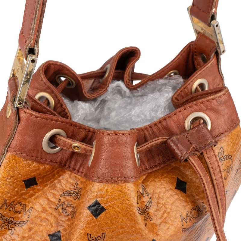 MCM Monogram Visetos Drawstring Bucket Crossbody Bag