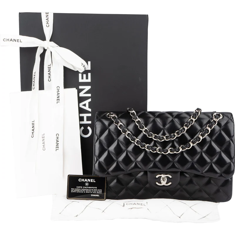 Chanel Quilted Lambskin Jumbo Double Flap Crossbody Bag