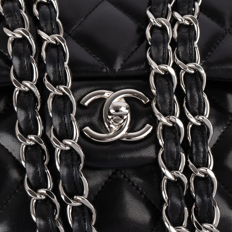 Chanel Quilted Lambskin Jumbo Double Flap Crossbody Bag