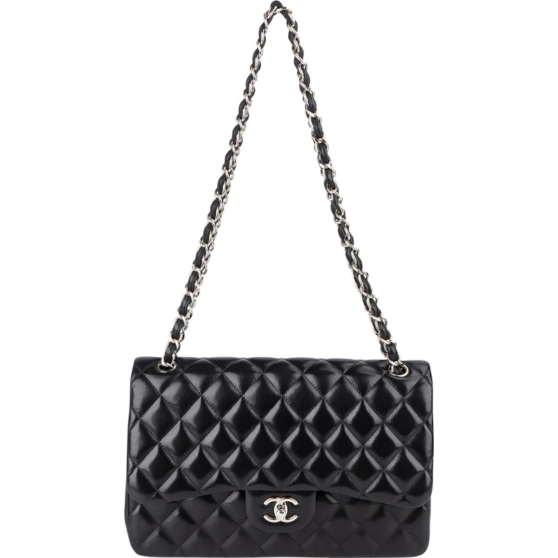 Chanel Quilted Lambskin Jumbo Double Flap Crossbody Bag
