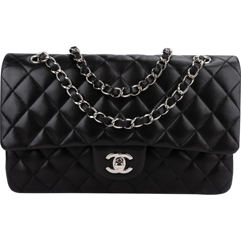 Chanel Quilted Lambskin Palladium Medium Double Flap Shoulder Bag