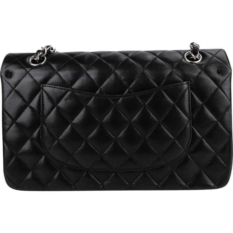 Chanel Quilted Lambskin Palladium Medium Double Flap Shoulder Bag