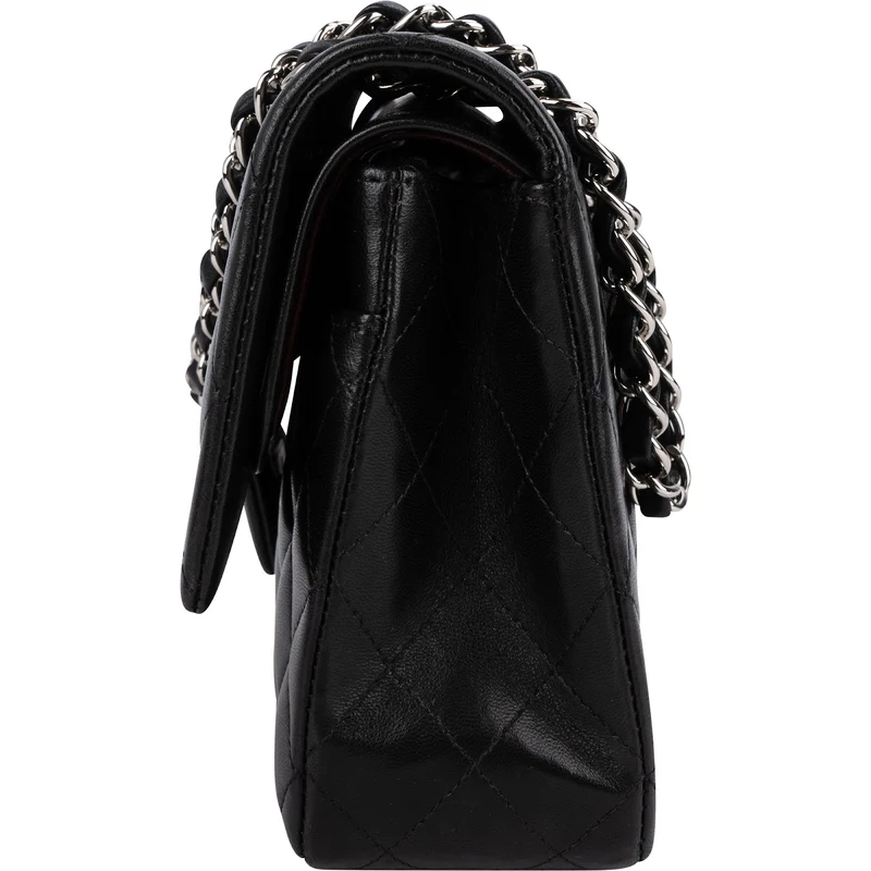 Chanel Quilted Lambskin Palladium Medium Double Flap Shoulder Bag