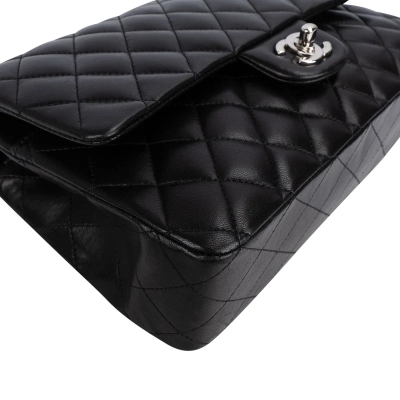 Chanel Quilted Lambskin Palladium Medium Double Flap Shoulder Bag