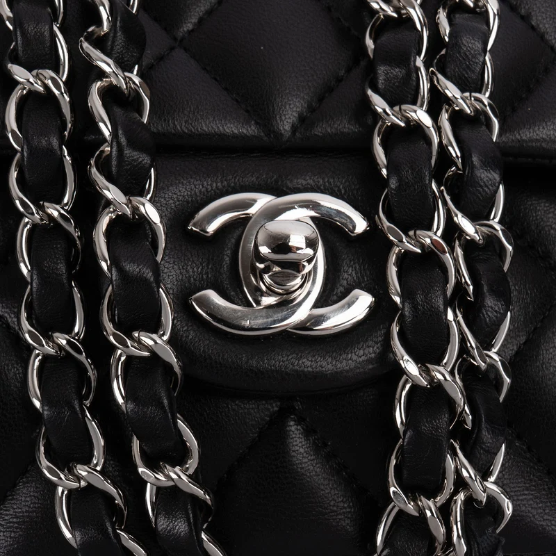 Chanel Quilted Lambskin Palladium Medium Double Flap Shoulder Bag
