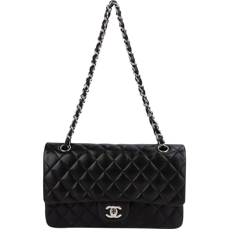 Chanel Quilted Lambskin Palladium Medium Double Flap Shoulder Bag