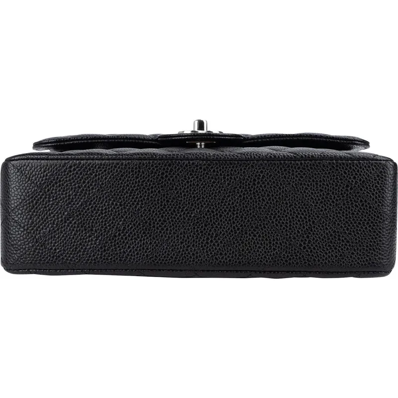 Chanel Quilted Caviar Leather Palladium Small Double Flap Shoulder Bag