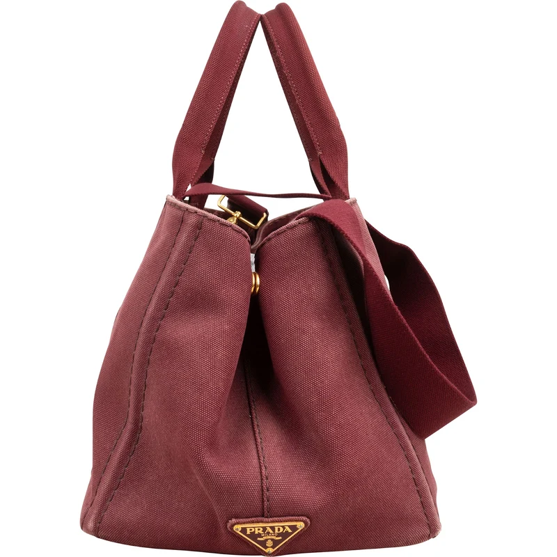 Prada Bordeaux Canvas Canapa Tote Handbag