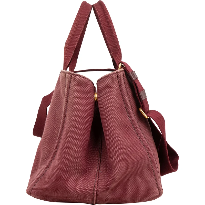Prada Bordeaux Canvas Canapa Tote Handbag