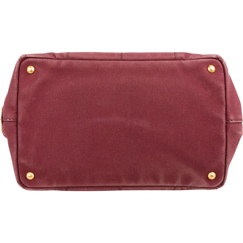 Prada Bordeaux Canvas Canapa Tote Handbag