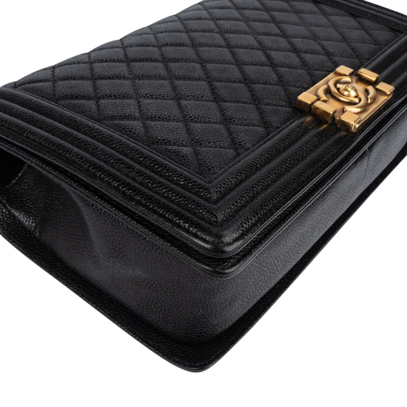 Chanel Quilted Caviar Leather Boy Single Flap Crossbody Bag