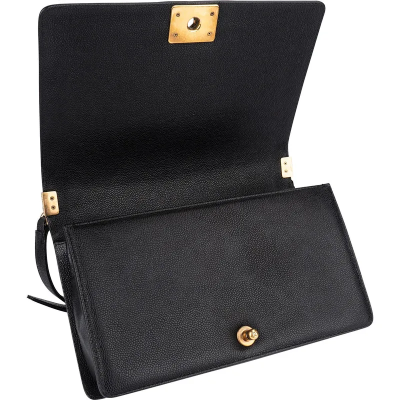 Chanel Quilted Caviar Leather Boy Single Flap Crossbody Bag