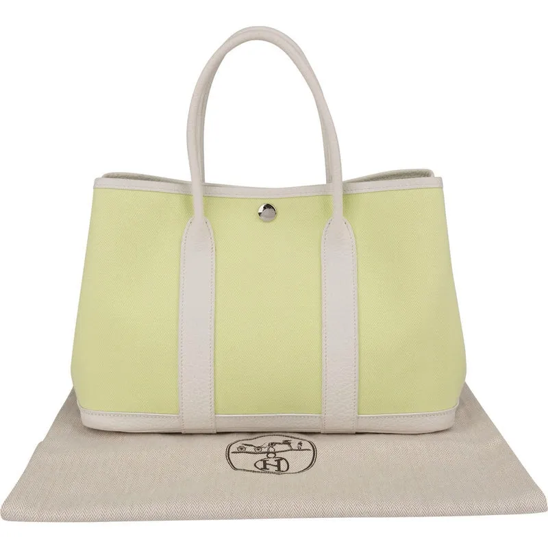 Hermès Toile Canvas Leather Garden Party 30 Tote Handbag