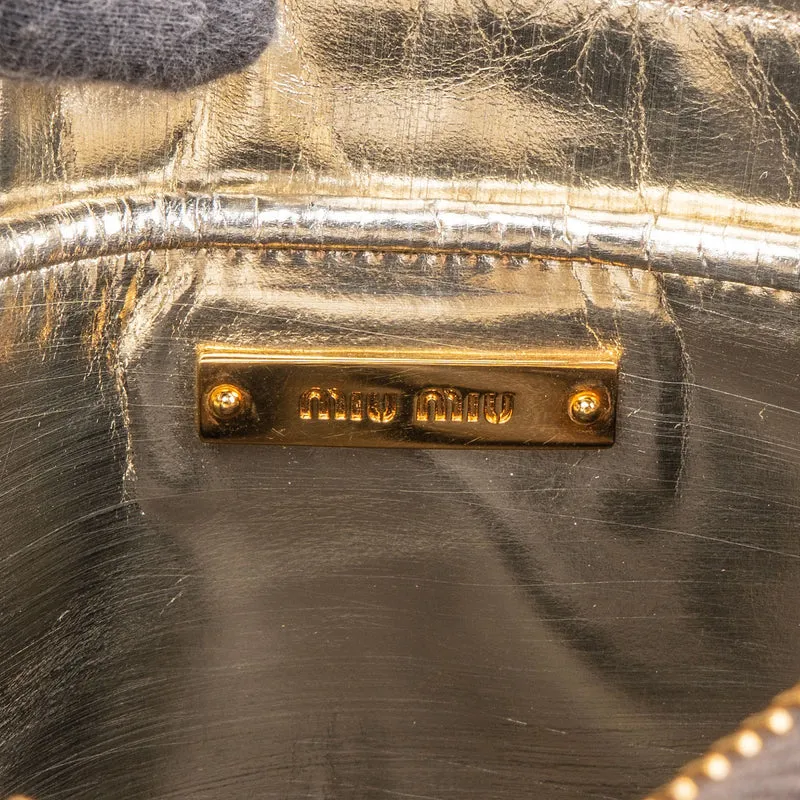 Miu Miu Metallic Leather Emblem Pouch Bag