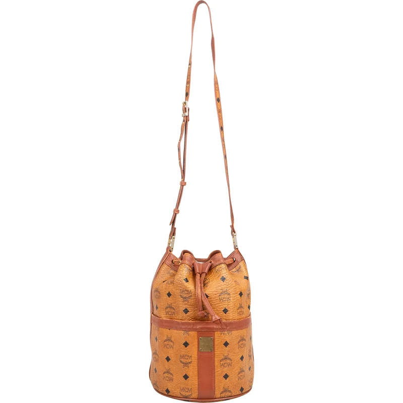 MCM Monogram Visetos Drawstring Bucket Crossbody Bag