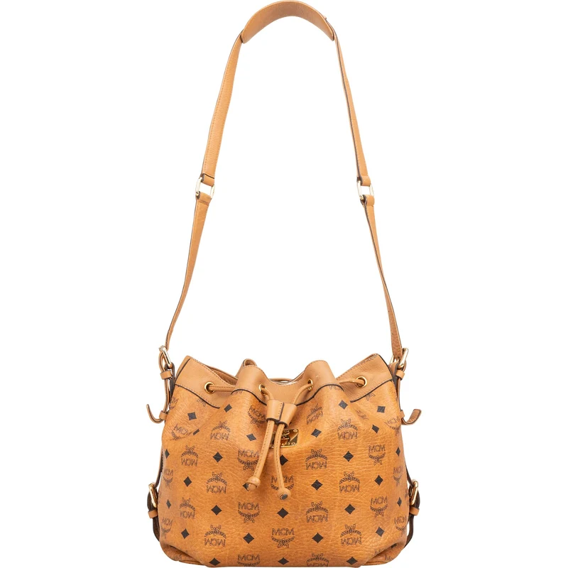 MCM Monogram Visetos Drawstring Bucket Crossbody Bag