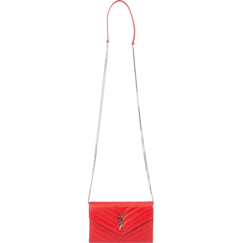 Yves Saint Laurent Grain de Poudre Leather Envelope Wallet On Chain Crossbody Bag