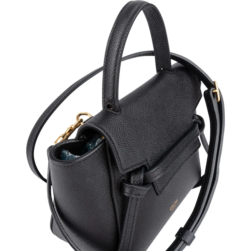 Celine Black Grained Calfskin Pico Mini Belt Handbag