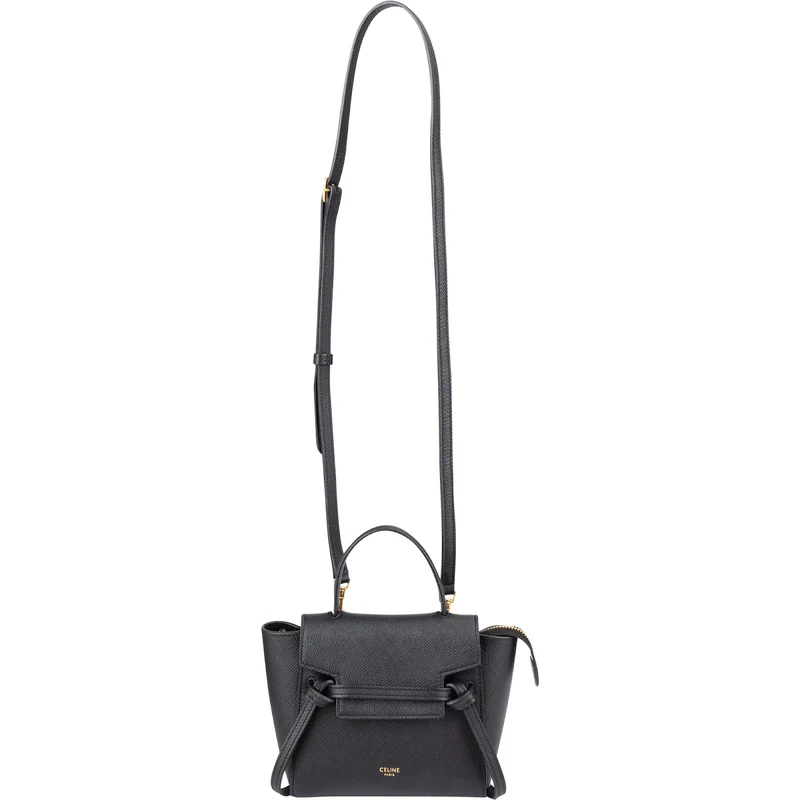 Celine Black Grained Calfskin Pico Mini Belt Handbag