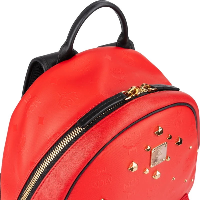 MCM Monogram Visetos Nylon Leather Stark Studs Backpack