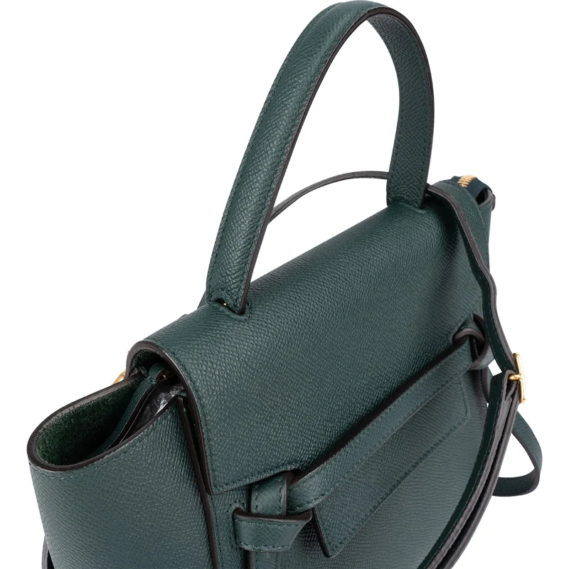 Celine Dark Green Grained Calfskin Nano Belt Handbag