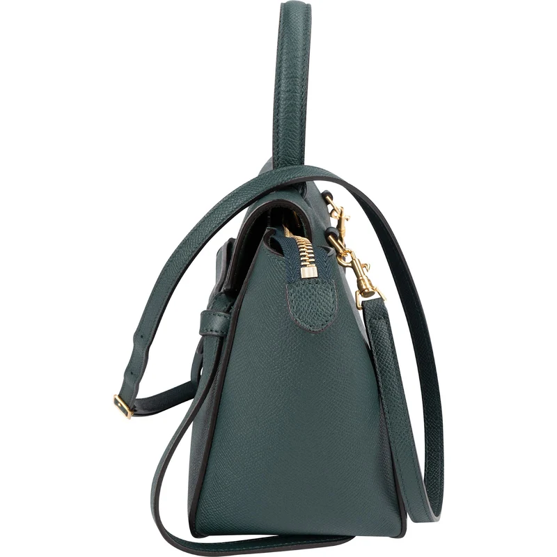 Celine Dark Green Grained Calfskin Nano Belt Handbag