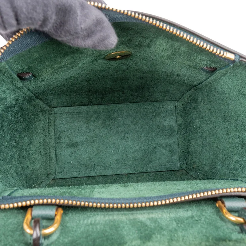 Celine Dark Green Grained Calfskin Nano Belt Handbag