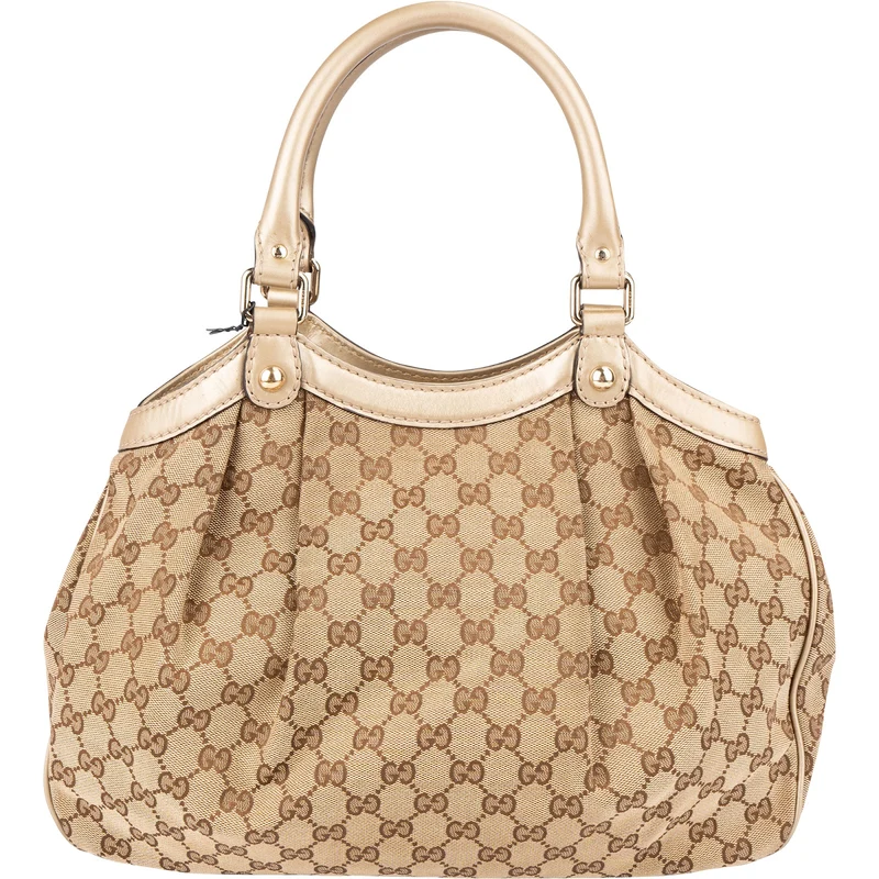 Gucci Monogram GG Canvas Metallic Leather Sukey Hobo Handbag