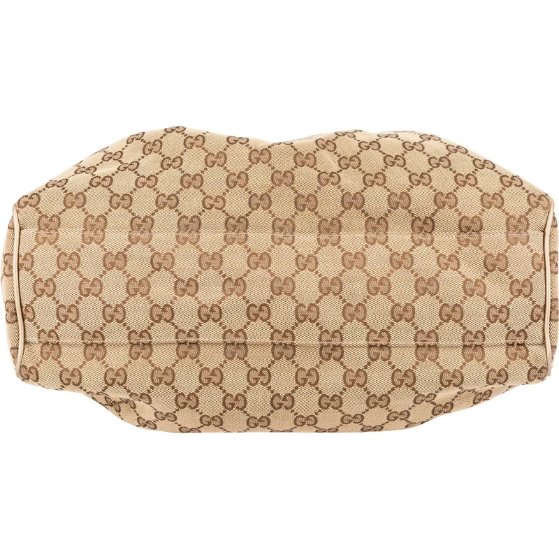 Gucci Monogram GG Canvas Metallic Leather Sukey Hobo Handbag