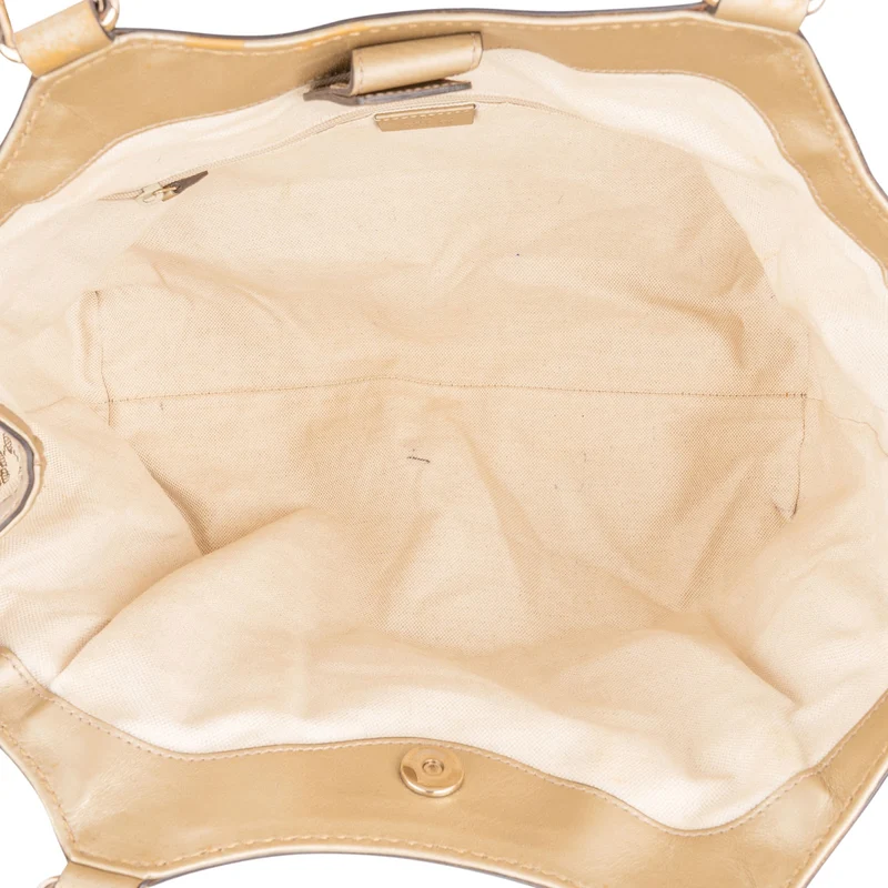 Gucci Monogram GG Canvas Metallic Leather Sukey Hobo Handbag