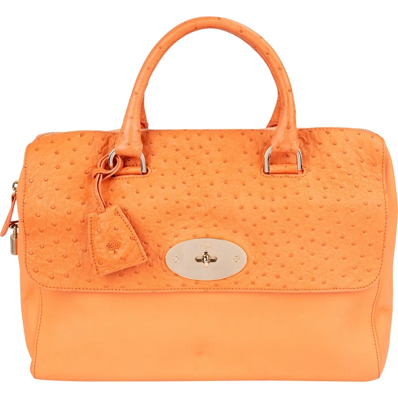Mulberry Del Rey Orange Ostrich Leather Bayswater Handbag