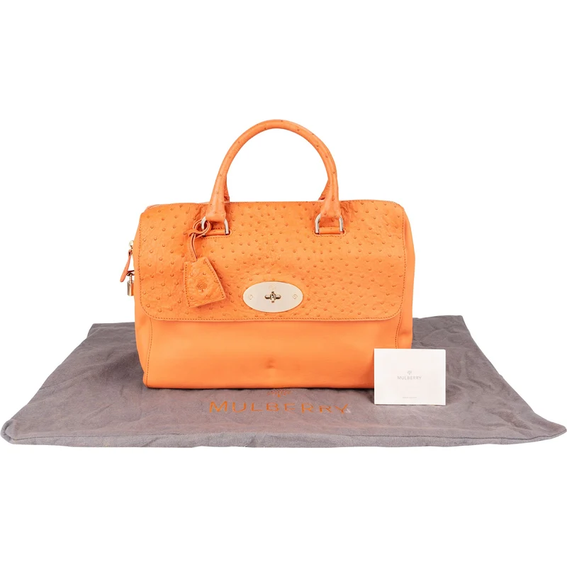 Mulberry Del Rey Orange Ostrich Leather Bayswater Handbag