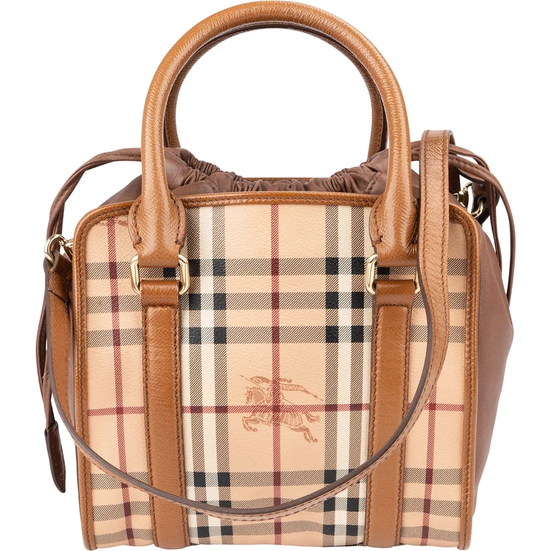 Burberry Haymarket Check Small Dinton Cube Drawstring Handbag