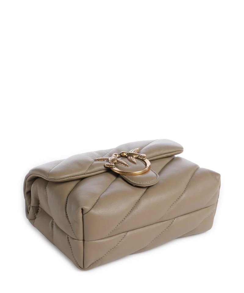 Pinko Love Puff Mini Schultertasche grigio talpa/antique gold